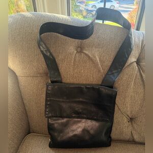 CHANEL Black Leather Messenger Bag